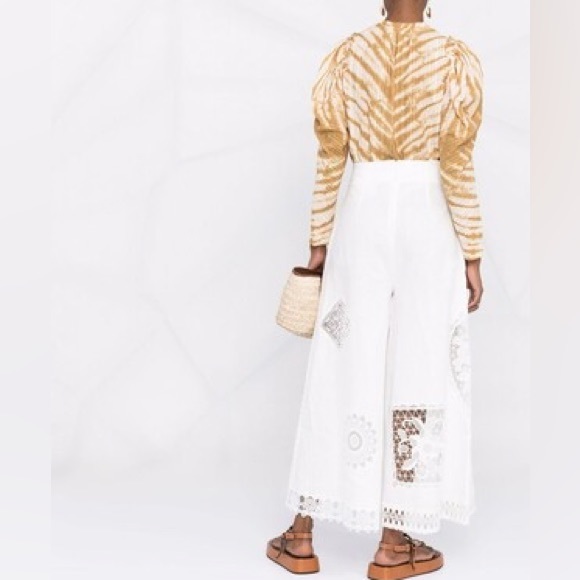 ZIMMERMANN Rhythmic Lace-Appliqué Culottes Linen-Voile Zimmermann Size 2 - Picture 4 of 15